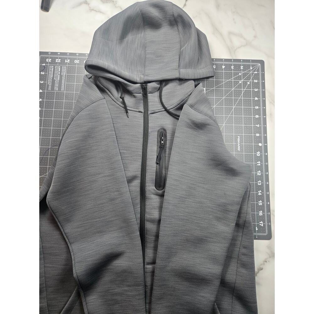 Nomad Men's Tech Fleece Full Zip Hoodie Gray Athletic Jacket Size M Chest Pocket